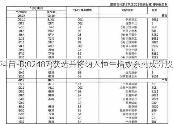 科笛-B(02487)获选并将纳入恒生指数系列成分股