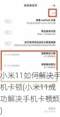 小米11如何解决手机卡顿(小米11成功解决手机卡顿烦恼)