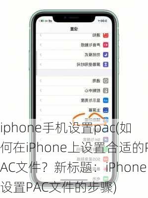 iphone手机设置pac(如何在iPhone上设置合适的PAC文件？新标题：iPhone设置PAC文件的步骤)