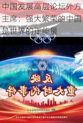 中国发展高层论坛外方主席：强大繁荣的中国是世界的正能量