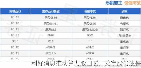 利好消息推动算力股回暖，龙宇股份涨停