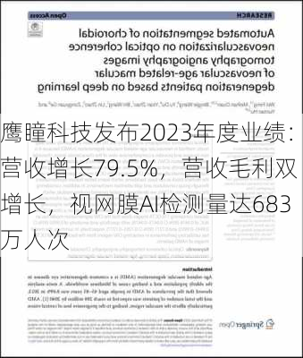 鹰瞳科技发布2023年度业绩：营收增长79.5%，营收毛利双增长，视网膜AI检测量达683万人次