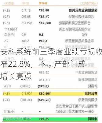 安科系统前三季度业绩亏损收窄22.8%，不动产部门成增长亮点