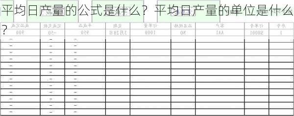 平均日产量的公式是什么？平均日产量的单位是什么？