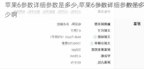 苹果6参数详细参数是多少,苹果6参数详细参数是多少啊