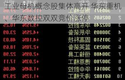 工业母机概念股集体高开 华东重机、华东数控双双竞价涨停