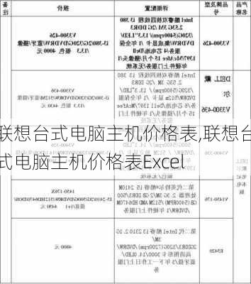 联想台式电脑主机价格表,联想台式电脑主机价格表Excel