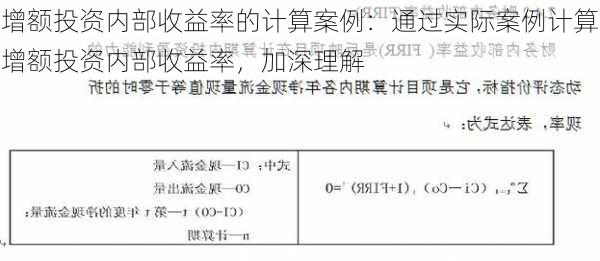 增额投资内部收益率的计算案例：通过实际案例计算增额投资内部收益率，加深理解