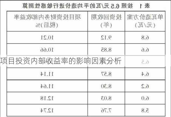 项目投资内部收益率的影响因素分析