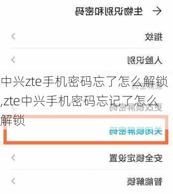 中兴zte手机密码忘了怎么解锁,zte中兴手机密码忘记了怎么解锁