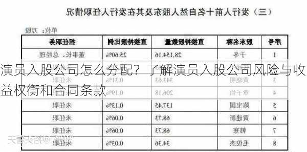 演员入股公司怎么分配？了解演员入股公司风险与收益权衡和合同条款