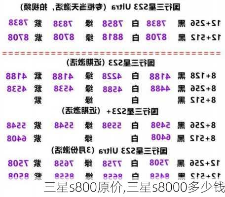 三星s800原价,三星s8000多少钱