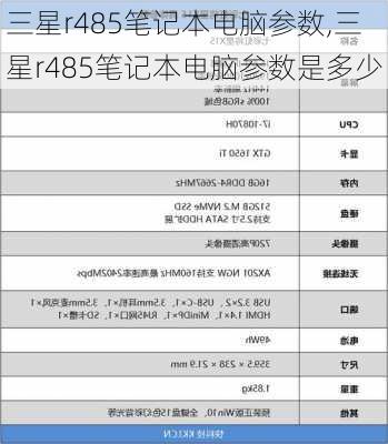 三星r485笔记本电脑参数,三星r485笔记本电脑参数是多少