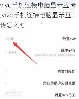 vivo手机连接电脑显示互传,vivo手机连接电脑显示互传怎么办