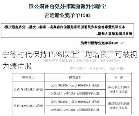 宁德时代保持15%以上年均增长，可被视为绩优股