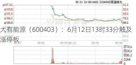 大有能源（600403）：6月12日13时33分触及涨停板