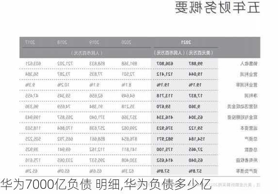 华为7000亿负债 明细,华为负债多少亿