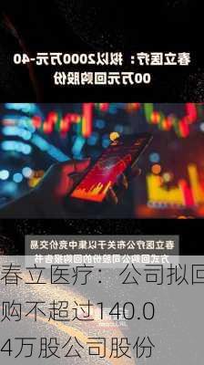 春立医疗：公司拟回购不超过140.04万股公司股份