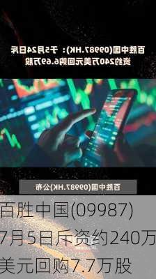 百胜中国(09987)7月5日斥资约240万美元回购7.7万股