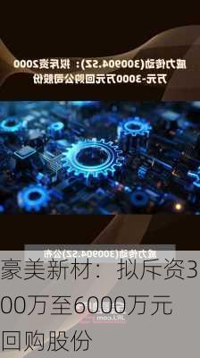 豪美新材：拟斥资3000万至6000万元回购股份