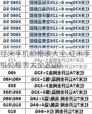 红米手机价格表大全,红米手机价格表大全2020