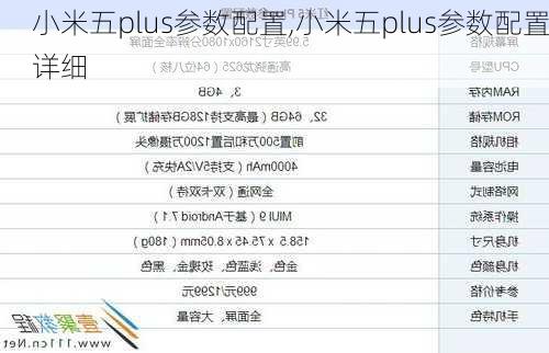 小米五plus参数配置,小米五plus参数配置详细