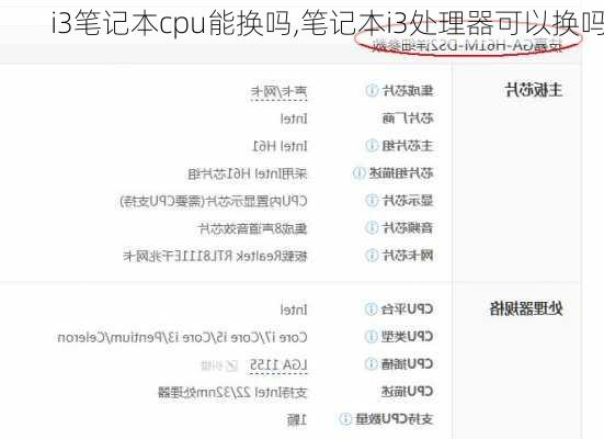 i3笔记本cpu能换吗,笔记本i3处理器可以换吗