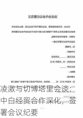 凌激与切博塔里会谈：中白经贸合作深化，签署会议纪要