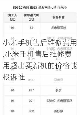 小米手机售后维修费用,小米手机售后维修费用超出买新机的价格能投诉谁