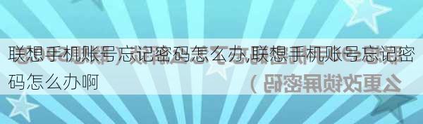 联想手机账号忘记密码怎么办,联想手机账号忘记密码怎么办啊