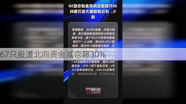 67只股遭北向资金减仓超30%