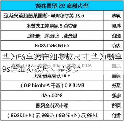 华为畅享9s详细参数尺寸,华为畅享9s详细参数尺寸是多少