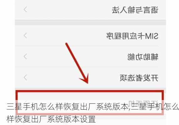 三星手机怎么样恢复出厂系统版本,三星手机怎么样恢复出厂系统版本设置