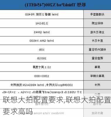 联想大拍配置要求,联想大拍配置要求高吗