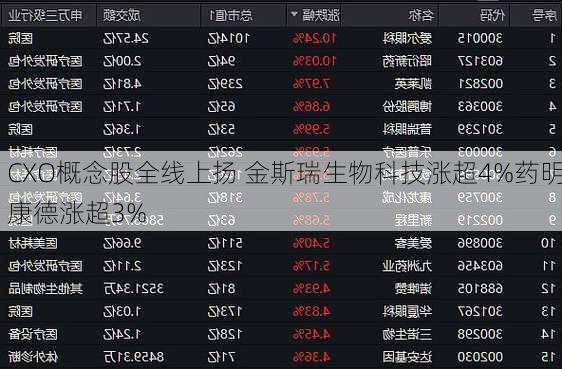 CXO概念股全线上扬 金斯瑞生物科技涨超4%药明康德涨超3%