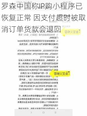 罗森中国称IP购小程序已恢复正常 因支付超时被取消订单货款会退回