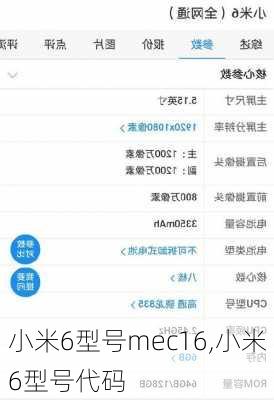 小米6型号mec16,小米6型号代码