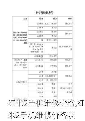 红米2手机维修价格,红米2手机维修价格表