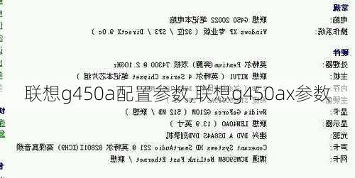 联想g450a配置参数,联想g450ax参数