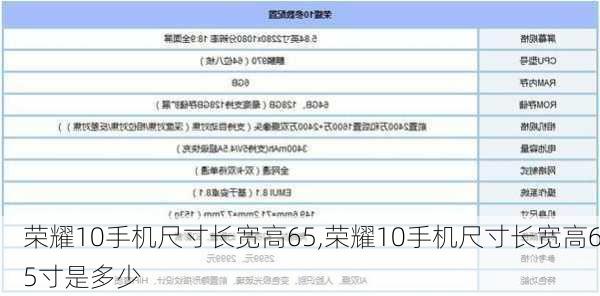 荣耀10手机尺寸长宽高65,荣耀10手机尺寸长宽高65寸是多少