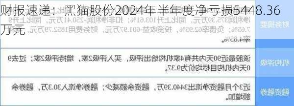 财报速递：黑猫股份2024年半年度净亏损5448.36万元