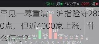 罕见一幕重演！沪指险守2800点，但近4000家上涨，什么信号？