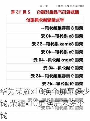 华为荣耀x10换个屏幕多少钱,荣耀x10更换屏幕多少钱