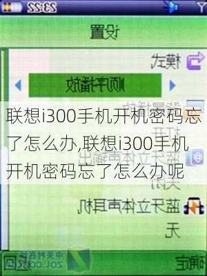 联想i300手机开机密码忘了怎么办,联想i300手机开机密码忘了怎么办呢