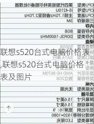 联想s520台式电脑价格表,联想s520台式电脑价格表及图片