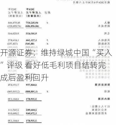 开源证券：维持绿城中国“买入”评级 看好低毛利项目结转完成后盈利回升