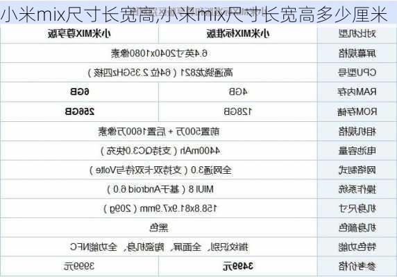 小米mix尺寸长宽高,小米mix尺寸长宽高多少厘米