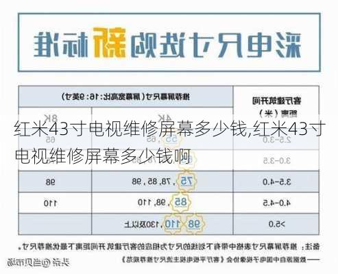 红米43寸电视维修屏幕多少钱,红米43寸电视维修屏幕多少钱啊