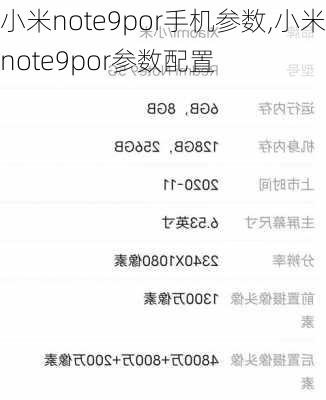 小米note9por手机参数,小米note9por参数配置