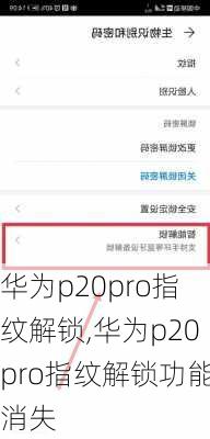 华为p20pro指纹解锁,华为p20pro指纹解锁功能消失